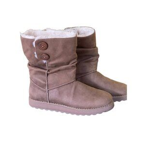 Womens Faux Fur Lined Buttoned Mid-Calf Boots Size 9/6 UK